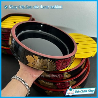 Tròn hoa cúc, khay decor sashimi, khay decor trang trí bàn ăn