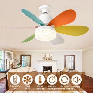 Quạt trần mini 52cm quạt trần 6 cánh có đèn led cho phòng ngủ, phòng thay đồ, quạt mùng