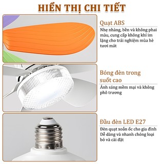 Quạt trần mini 52cm quạt trần 6 cánh có đèn led cho phòng ngủ, phòng thay đồ, quạt mùng