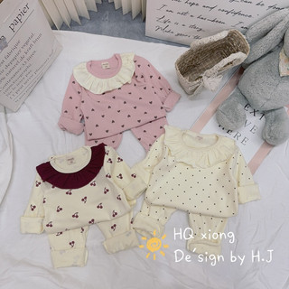 [Mới 6-20kg] Bộ homewear dài tay thu đông trẻ em - Bộ thu đông cho bé gái cổ bèo tiểu thư phong cách Hàn Quốc