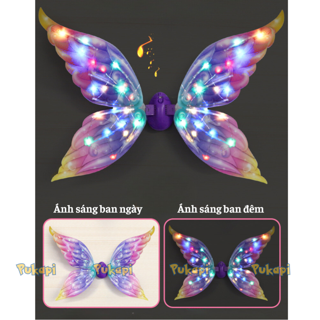 Cánh Bướm Điện Tử Loại Lớn Cánh Tiên Cánh Khủng Long Thiên Thần Phát Nhạc Phát Sáng Tự Động Vẫy - Đồ Chơi Cho Bé PUKAPI