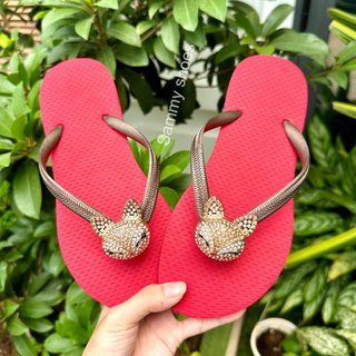 [Mũi Tròn-charm Hồ Ly] DÉP XỎ NGÓN NỮ GẮN CHARM HỒ LY MIX 18 MÀU ĐẾ CAO SU ÊM ÁI