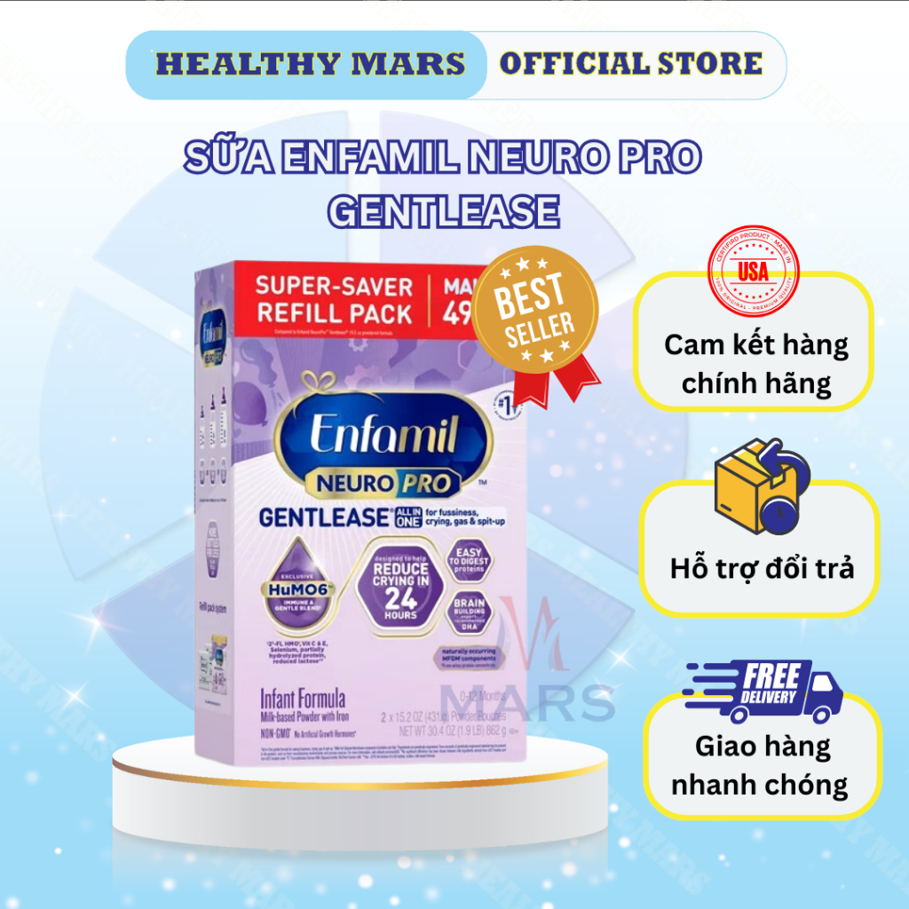 SỮA ENFAMIL MÀU TÍM NEURO PRO GENTLEASE 0-12M, SỮA ENFAMIL 862G