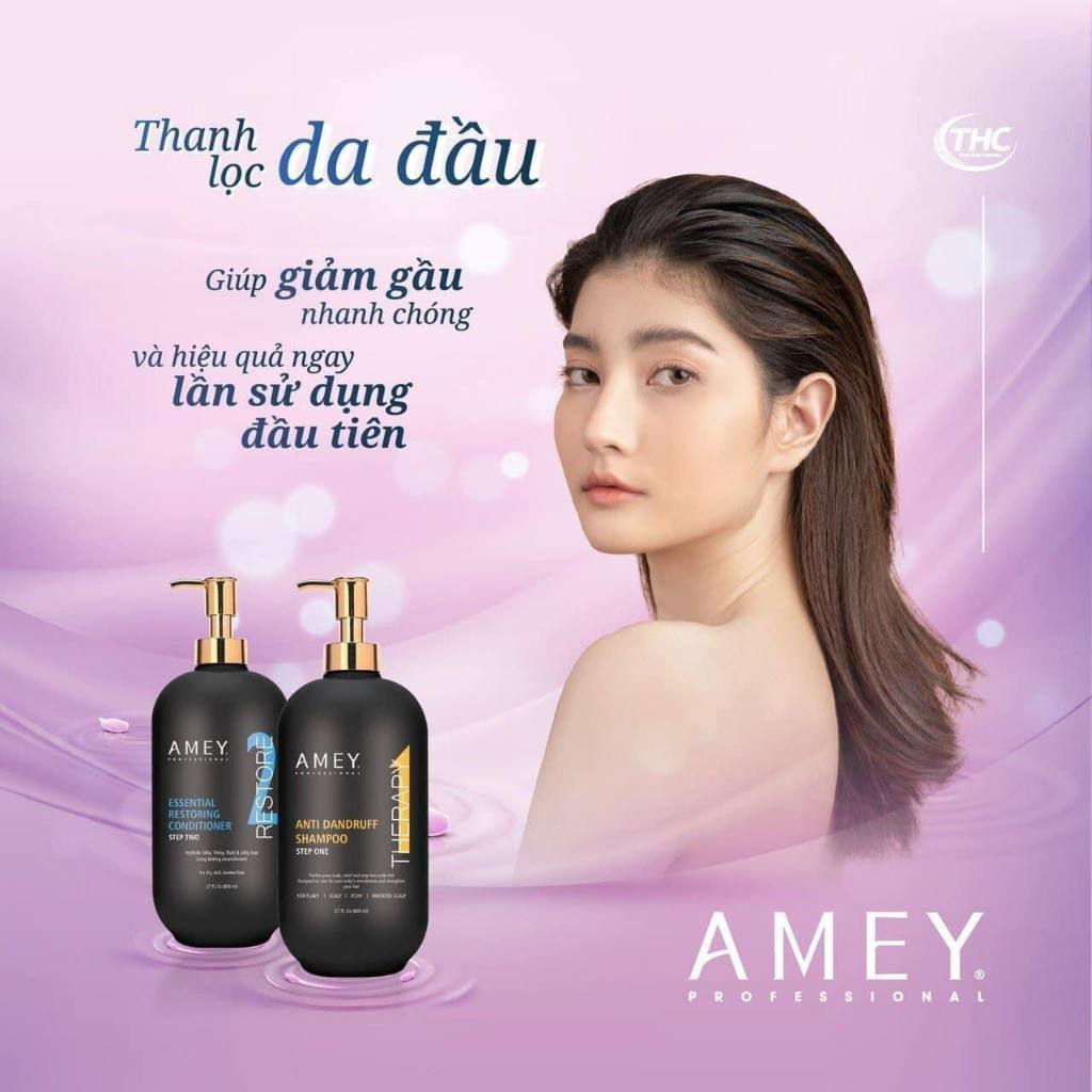 Cặp Dầu Gội Xả AMEY Therapy Restore 800ml/Chai | Hỗ Trợ Sạch Gàu, Giảm Ngứa, Tóc Mềm Mượt.