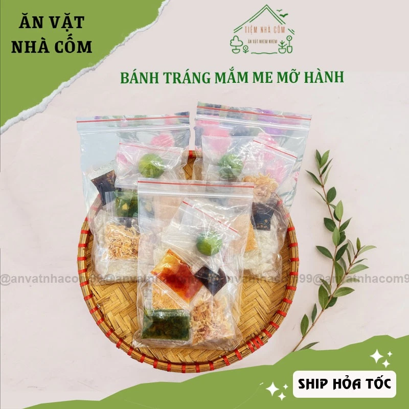 Set 5 gói bánh tráng mắm me mỡ hành 100g/gói ( 5 gói 500g)