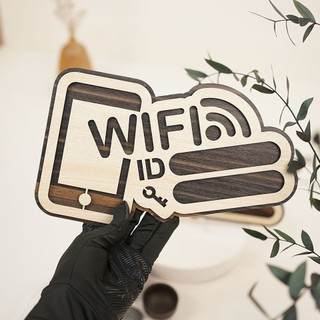 Bảng tên wifi trang trí ghi thông tin wifi password bằng gỗ LEVU-TW11