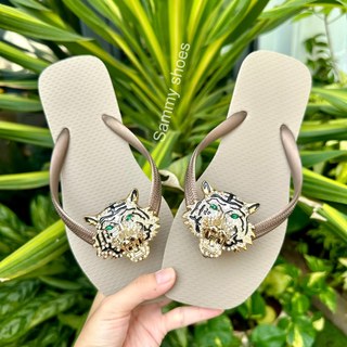 [Mũi Vuông-charm Cọp] DÉP XỎ NGÓN NỮ GẮN CHARM CỌP MIX 18 MÀU ĐẾ CAO SU ÊM ÁI