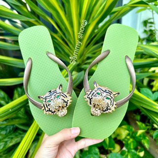 [Mũi Vuông-charm Cọp] DÉP XỎ NGÓN NỮ GẮN CHARM CỌP MIX 18 MÀU ĐẾ CAO SU ÊM ÁI