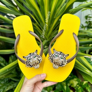 [Mũi Vuông-charm Cọp] DÉP XỎ NGÓN NỮ GẮN CHARM CỌP MIX 18 MÀU ĐẾ CAO SU ÊM ÁI