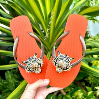 [Mũi Vuông-charm Cọp] DÉP XỎ NGÓN NỮ GẮN CHARM CỌP MIX 18 MÀU ĐẾ CAO SU ÊM ÁI