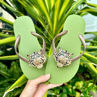 [Mũi Tròn-charm Cọp] DÉP XỎ NGÓN NỮ GẮN CHARM CỌP MIX 18 MÀU ĐẾ CAO SU ÊM ÁI
