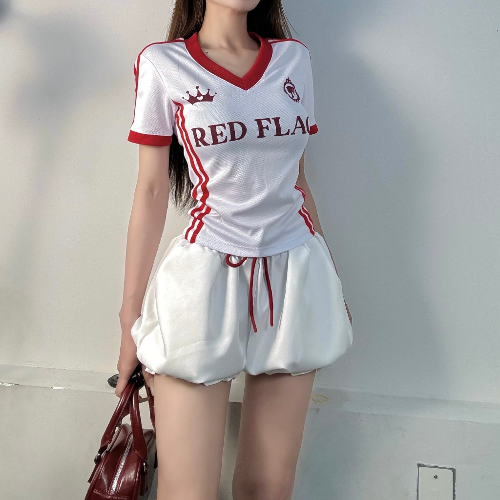 [CÓ TÁCH SET] Set đồ nữ Thể Thao Áo body và Quần bí REDFLAG FFCLUB MIX chất liệu Cotton co giãn