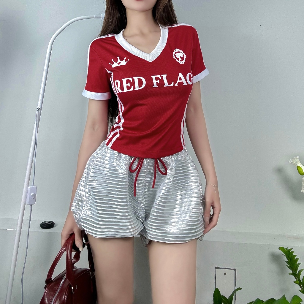 [CÓ TÁCH SET] Set đồ nữ Thể Thao Áo body và Quần bí REDFLAG FFCLUB MIX chất liệu Cotton co giãn