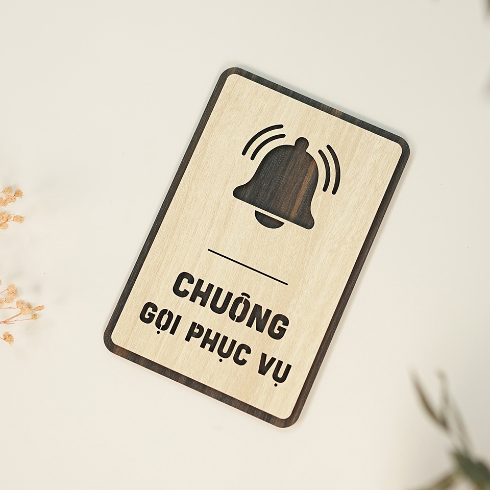 Bảng gỗ chuông gọi phục vụ decor nhà hàng, quán cà phê, homestay cao cấp LEVU-BG50