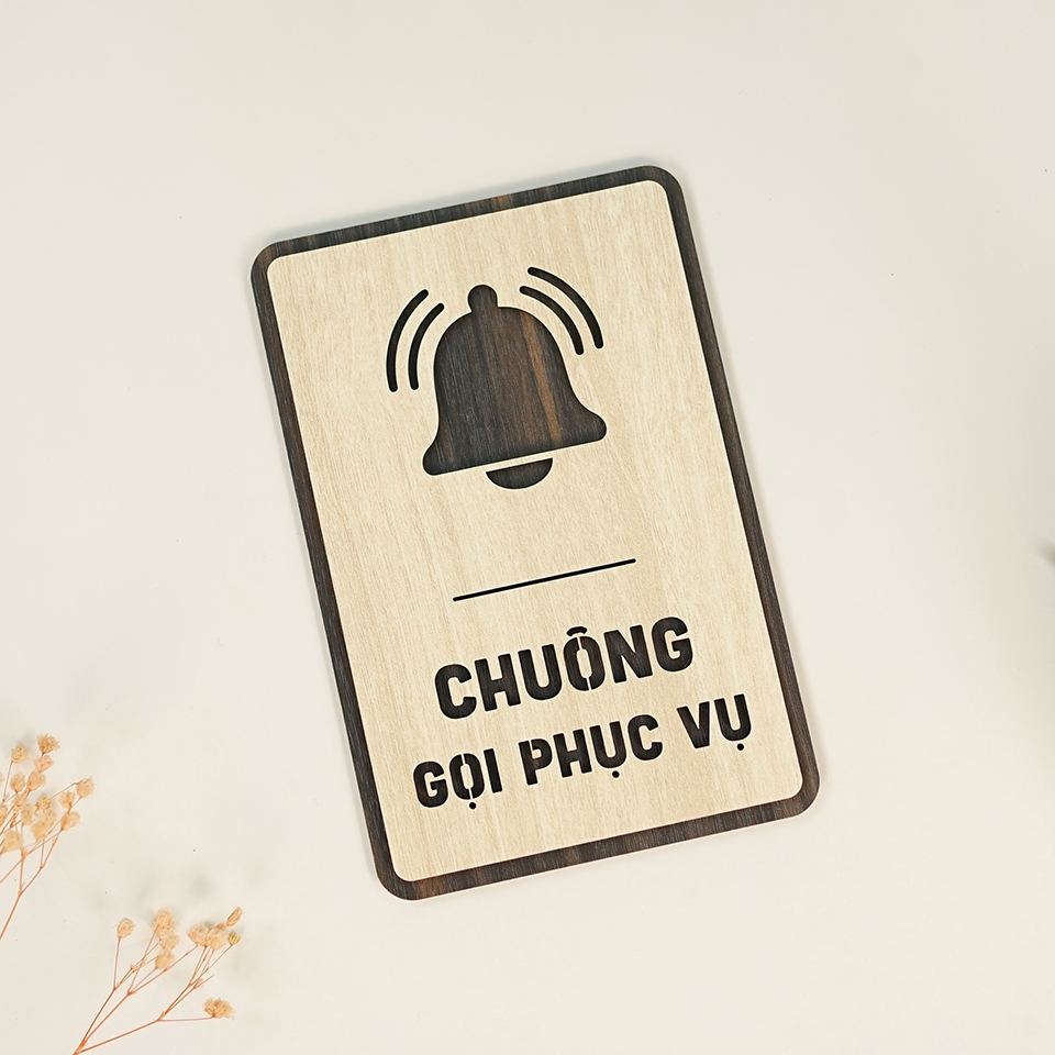 Bảng gỗ chuông gọi phục vụ decor nhà hàng, quán cà phê, homestay cao cấp LEVU-BG50