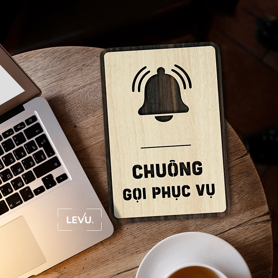 Bảng gỗ chuông gọi phục vụ decor nhà hàng, quán cà phê, homestay cao cấp LEVU-BG50