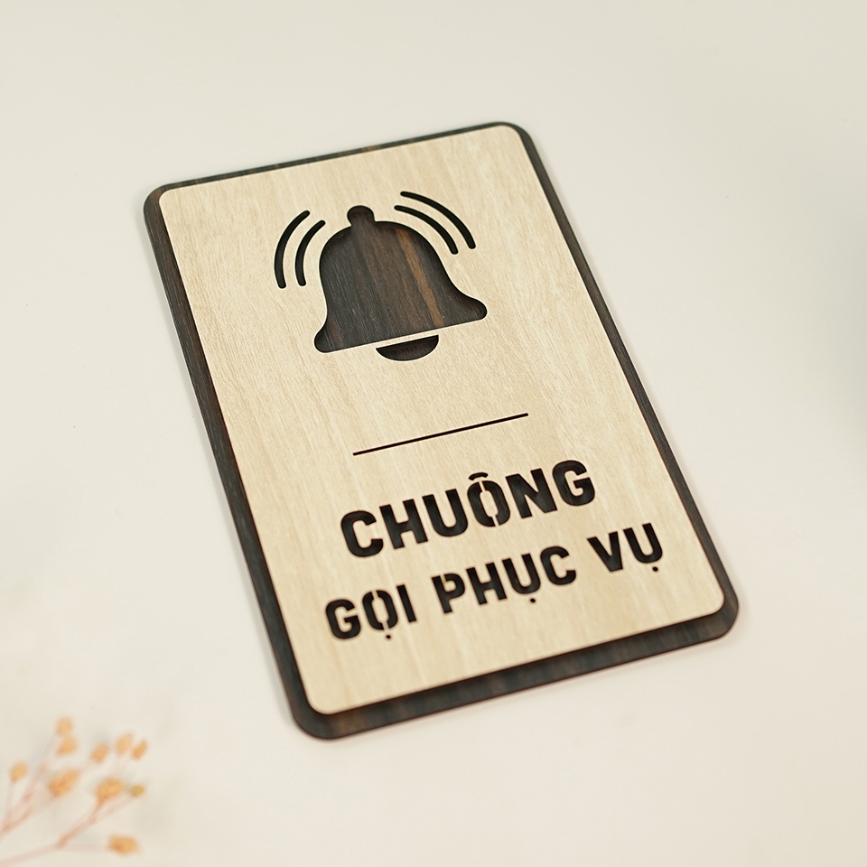 Bảng gỗ chuông gọi phục vụ decor nhà hàng, quán cà phê, homestay cao cấp LEVU-BG50
