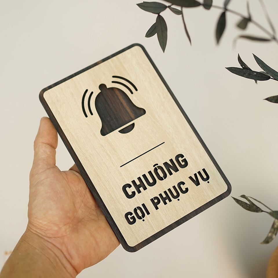 Bảng gỗ chuông gọi phục vụ decor nhà hàng, quán cà phê, homestay cao cấp LEVU-BG50