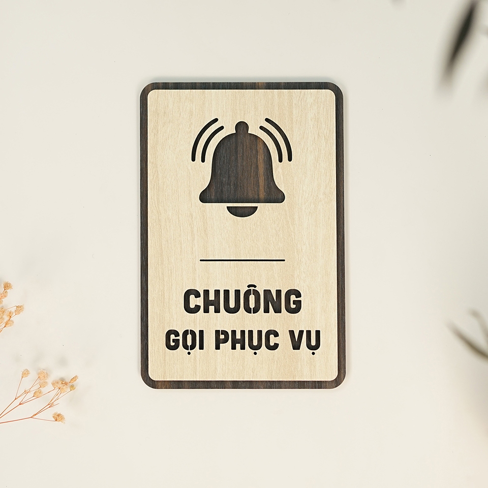 Bảng gỗ chuông gọi phục vụ decor nhà hàng, quán cà phê, homestay cao cấp LEVU-BG50