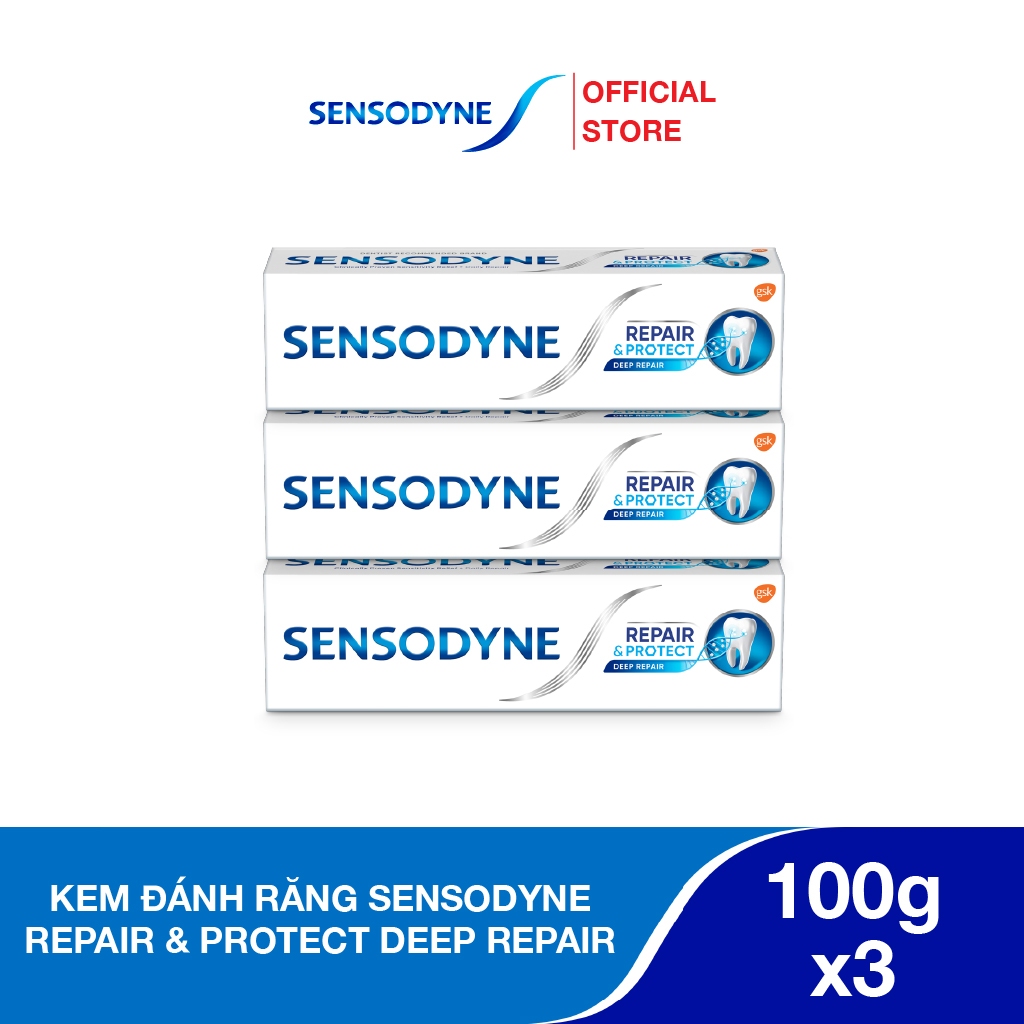 Ảnh Bộ 3 Kem đánh răng SENSODYNE Repair & Protect Deep Repair 100g giúp phục hồi sâu, bảo vệ răng 1