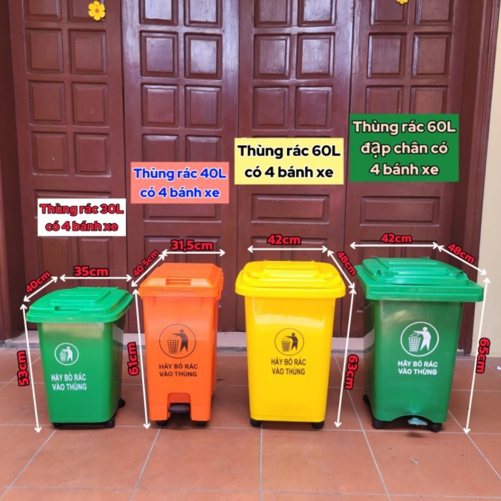 Thùng đựng rác nhựa, sọt rác nhựa 30L , 40L và 60L cho gia đình đạp ...