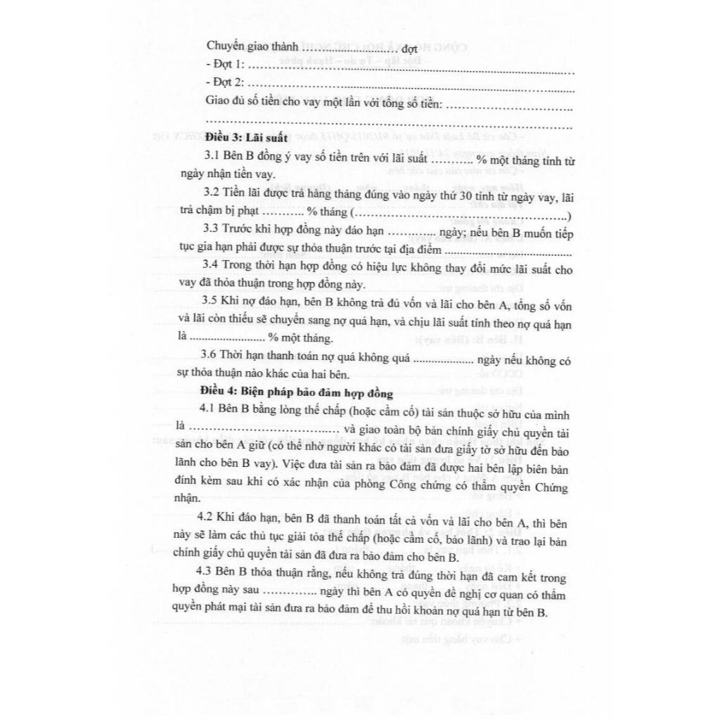 Hợp đồng cho vay 04 bản in A4