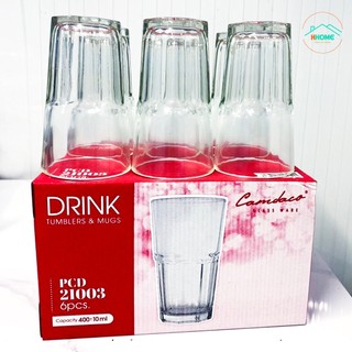 Bộ 6 Ly Cốc Thủy Tinh Uống Bia Úp Ngược 8 Góc Cao 400ML Cẩm Đạt – PCD21003