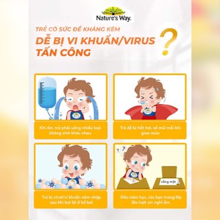 Kẹo dẻo Nature's Way Kids Smart Vita Gummies Vitamin C + ZinC - Bổ sung kẽm và vitamin C tăng đề kháng cho bé (60 viên)