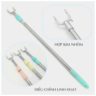 Cây Phơi Quần Áo Bằng Inox Kéo Dài 1,5m Cây Gậy Lấy Đồ Trên Cao Có Thể Kéo Dài Xếp Gọn, Gậy Lấy Đồ Trên Cao