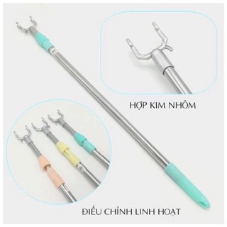 Cây Phơi Quần Áo Bằng Inox Kéo Dài 1,5m Cây Gậy Lấy Đồ Trên Cao Có Thể Kéo Dài Xếp Gọn, Gậy Lấy Đồ Trên Cao