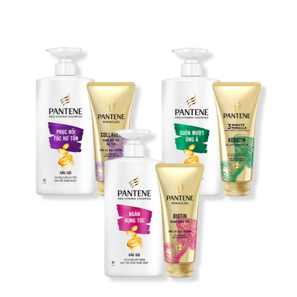 Ảnh Combo Dầu Gội PANTENE Pro-V Và Dầu Xả Siêu Dưỡng Ngăn Rụng Tóc/ Phục Hồi Hư Tổn/ Suôn Mượt Óng Ả - Chai 650ML & 150ML 2