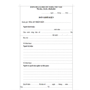 Đơn khởi kiện hành chính 02 bản in A4