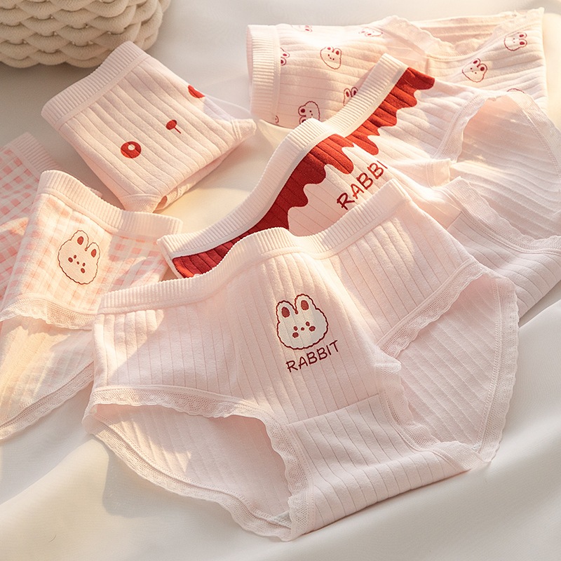 [ Xả Hàng ] Quần lót nữ cotton tone hồng viền ren nhẹ nhàng, Quần chip nữ cạp vừa đáy may 2 lớp kháng khuẩn LY11