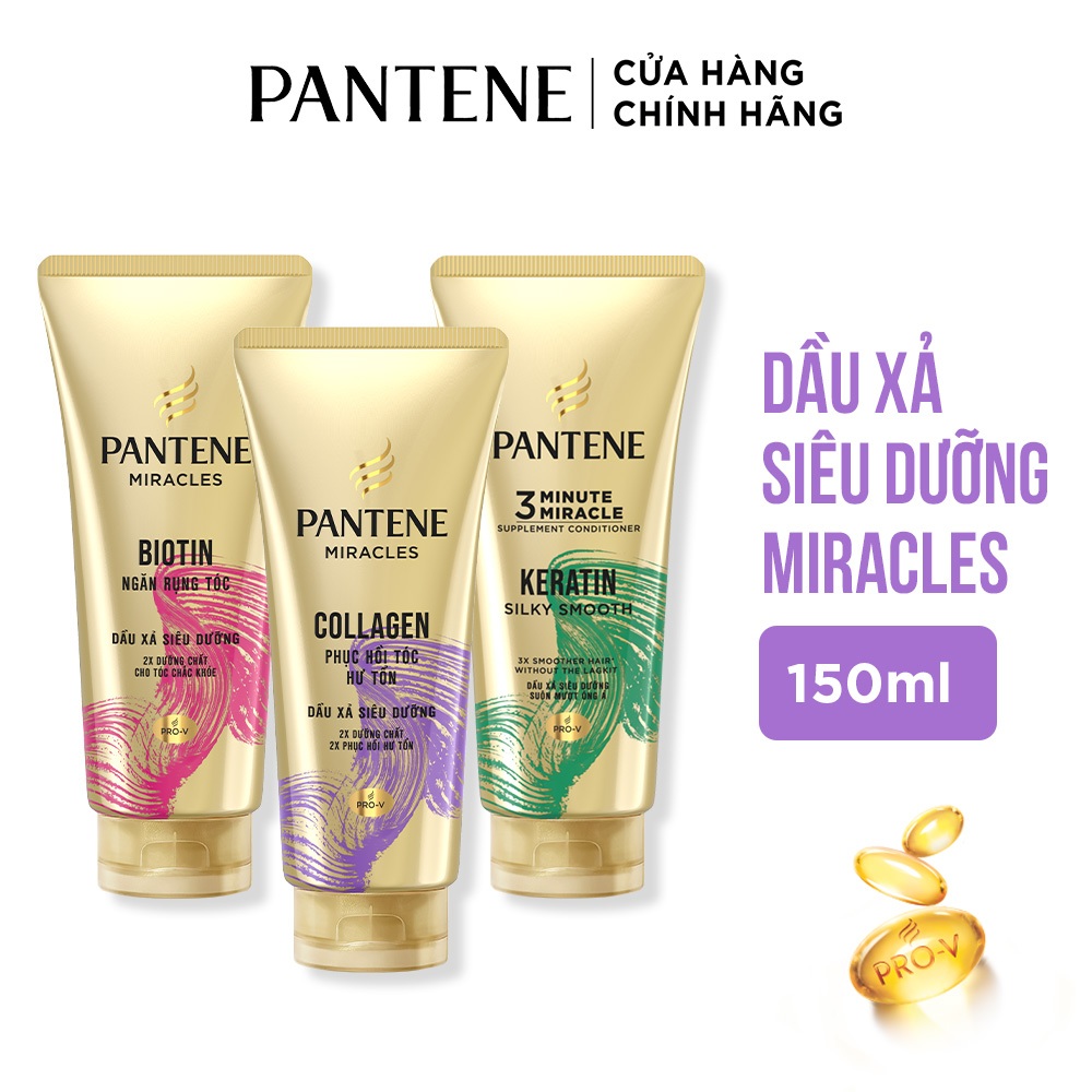 Ảnh Dầu Xả Siêu Dưỡng PANTENE Miracles Ngăn Rụng Tóc Biotin/ Phục Hồi Hư Tổn Collagen/ Suôn Mượt Óng Ả Keratin - Tuýp 150ML 3