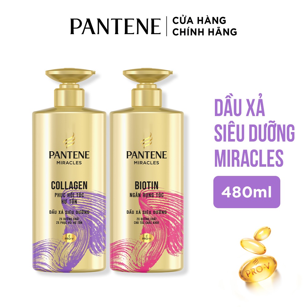 Ảnh Dầu Xả Siêu Dưỡng PANTENE Miracles Ngăn Rụng Tóc Biotin/ Phục Hồi Hư Tổn Collagen - Chai 480ML 3