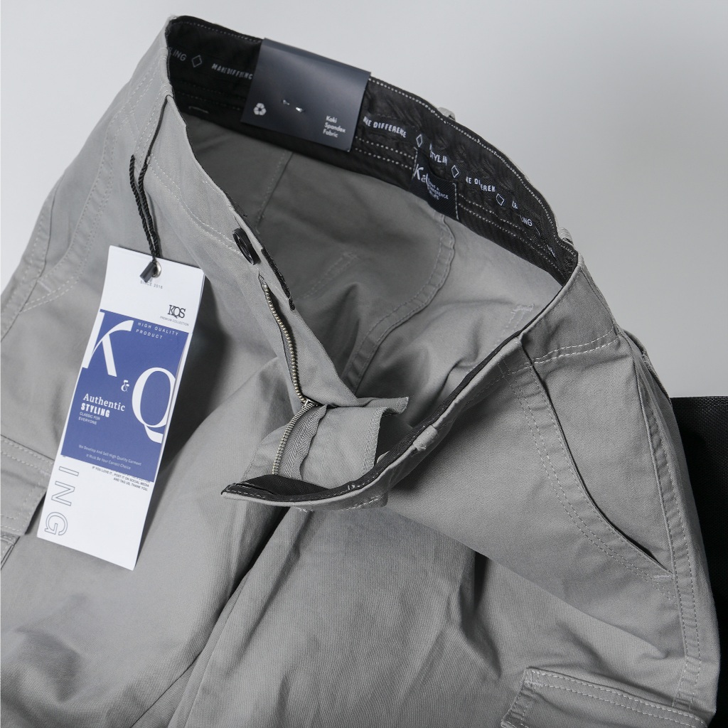Ảnh Quần cargo Nam kaki co giãn KQSTYLING form relaxed fit cotton mềm min premium xám nhạt 1