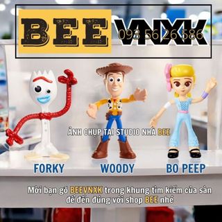 Bộ 3 mô hình Toy Story 4 cỡ lớn Woody, Bo Peep, Forky cao 18cm, dễ dàng kéo giãn, uốn cong, vặn xoắn BEE VNXK