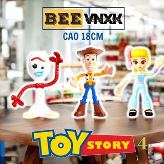 Bộ 3 mô hình Toy Story 4 cỡ lớn Woody, Bo Peep, Forky cao 18cm, dễ dàng kéo giãn, uốn cong, vặn xoắn BEE VNXK