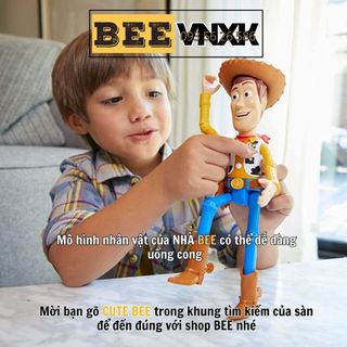 Bộ 3 mô hình Toy Story 4 cỡ lớn Woody, Bo Peep, Forky cao 18cm, dễ dàng kéo giãn, uốn cong, vặn xoắn BEE VNXK
