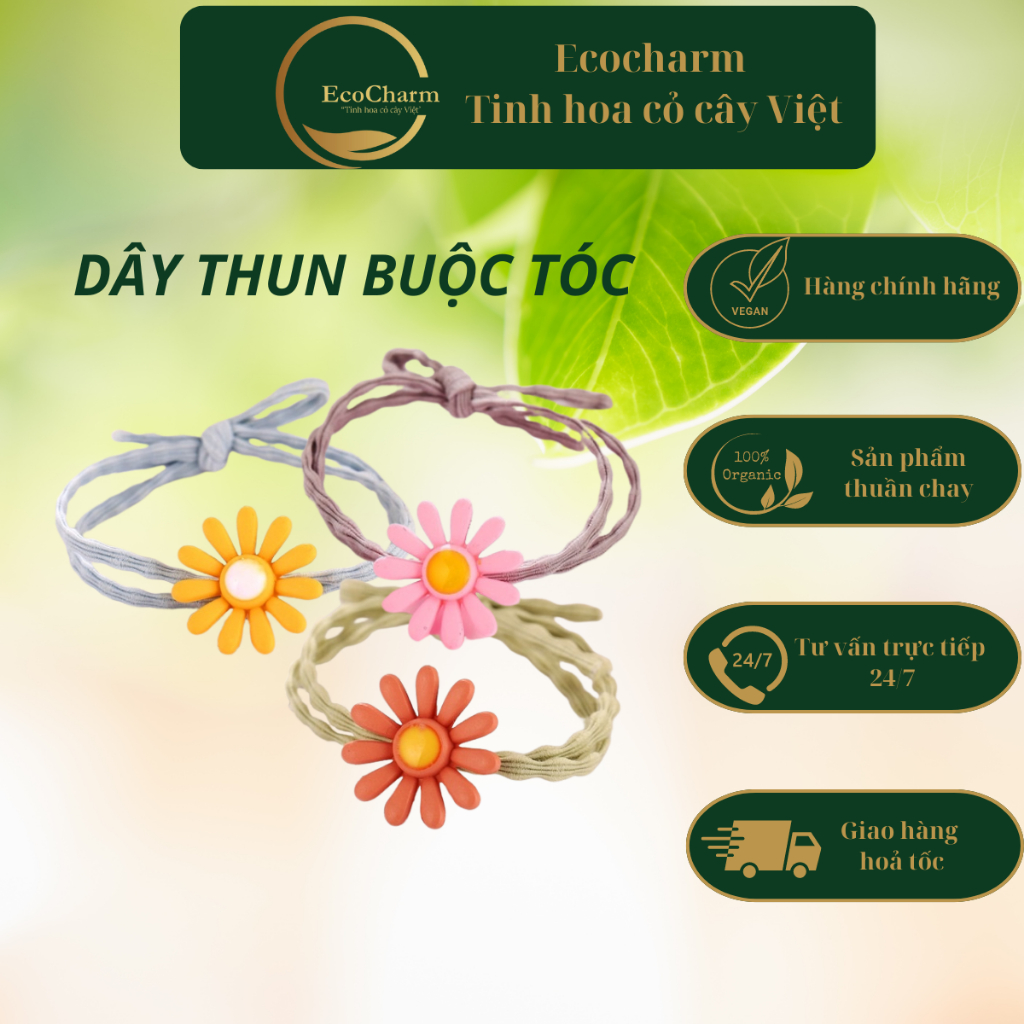 Dây buộc tóc combo dầu gội bồ kết sả chanh, xả bưởi dừa Ecocharm thảo ...