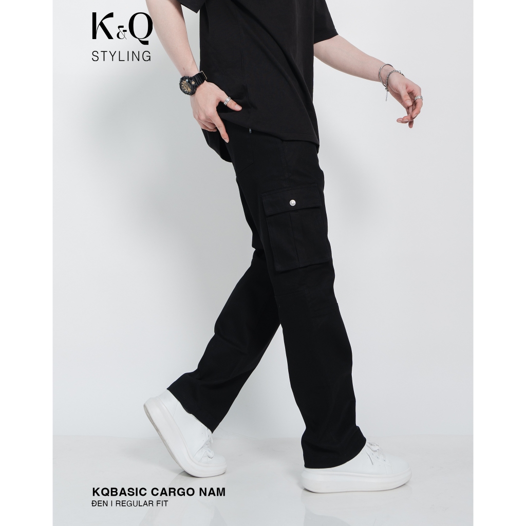 Ảnh Quần kaki nam túi hộp ống đứng kiểu cargo KQSTYLING form relaxed fit cotton premium đen 2
