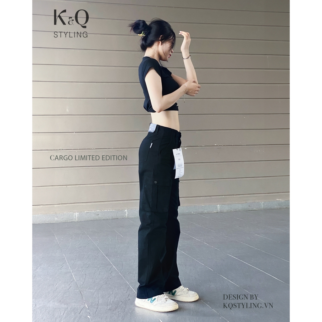 Ảnh Quần kaki túi hộp nữ ống suông kiểu cargo KQSTYLING kaki co giãn mềm mịn form rộng vừa premium 2
