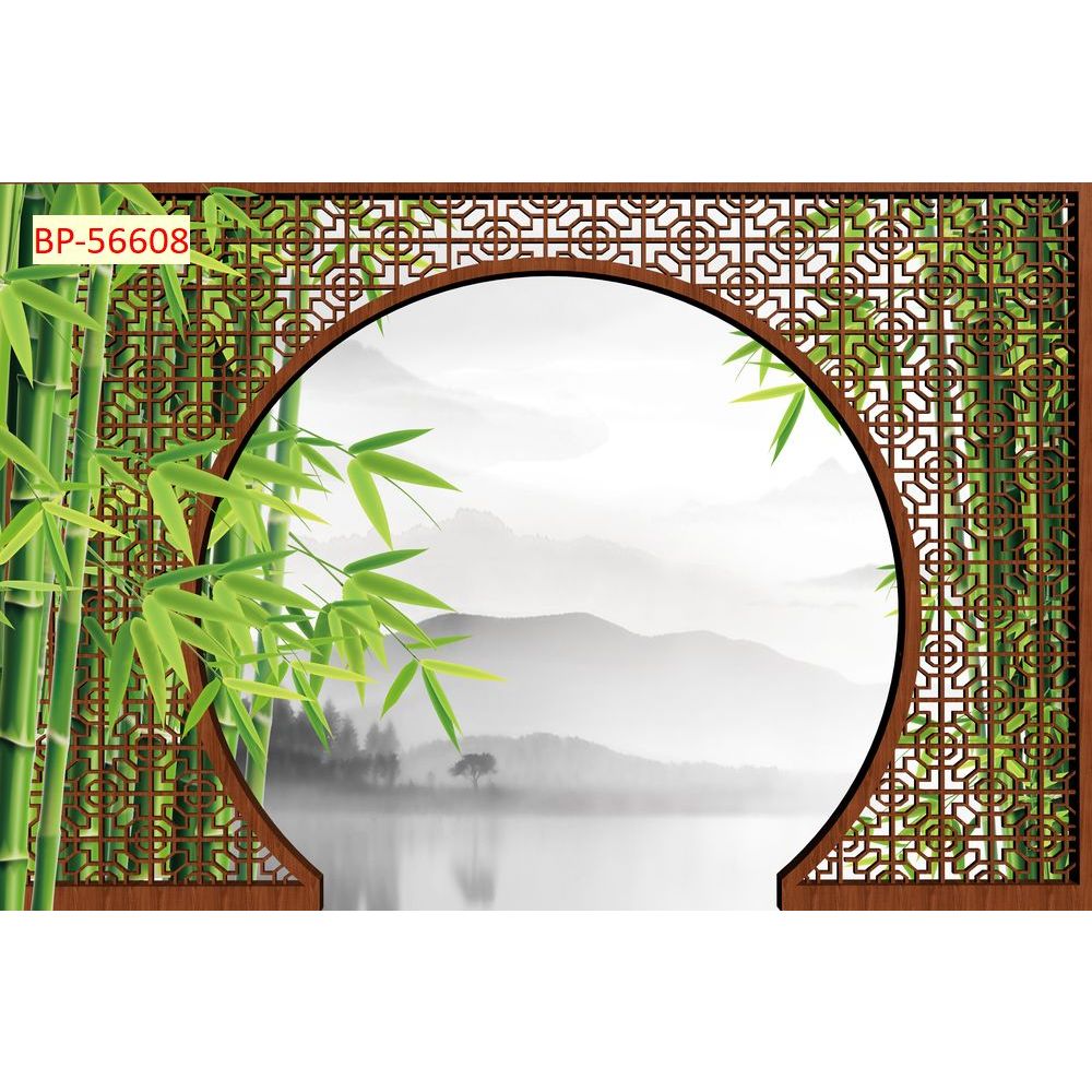 Tranh Lụa Kim Sa, Tranh 3D Dán Tường cao cấp cổng vòm cảnh đẹp thiên nhiên...
