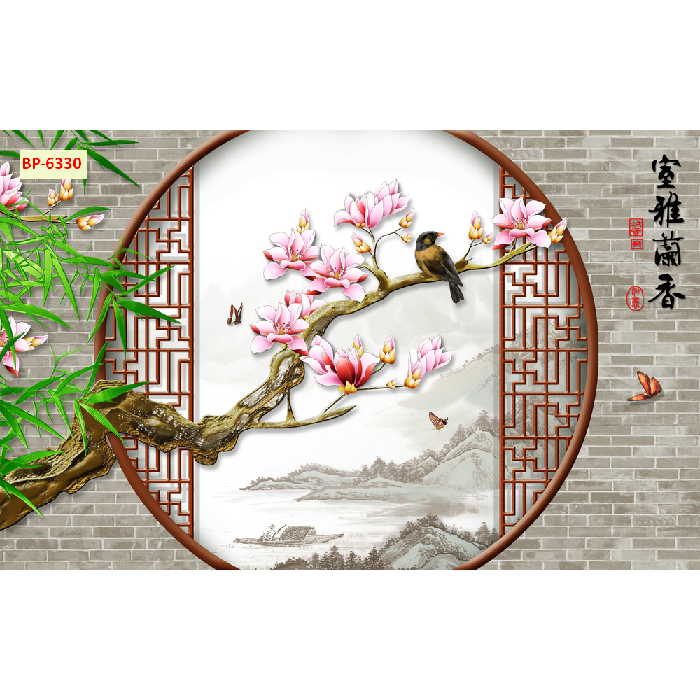 Tranh Lụa Kim Sa, Tranh 3D Dán Tường cao cấp cổng vòm cảnh đẹp thiên nhiên...