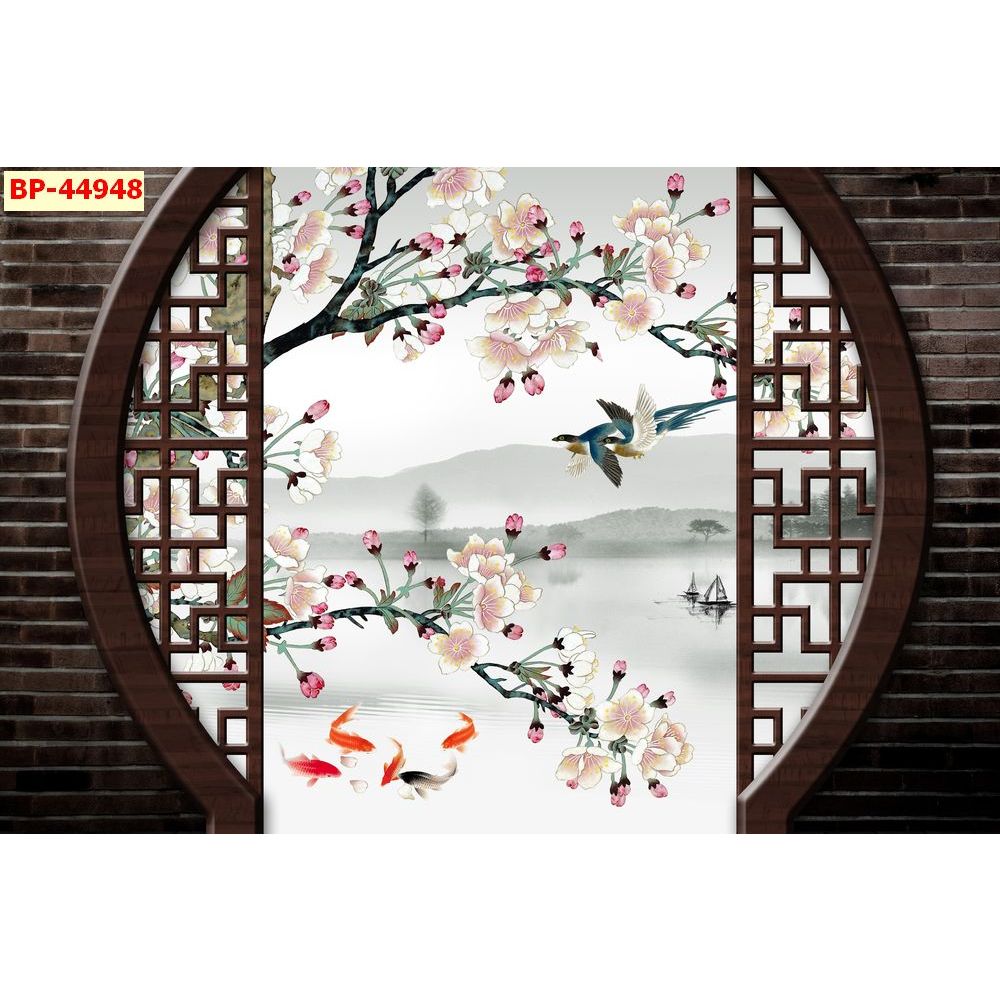 Tranh Lụa Kim Sa, Tranh 3D Dán Tường cao cấp cổng vòm cảnh đẹp thiên nhiên...