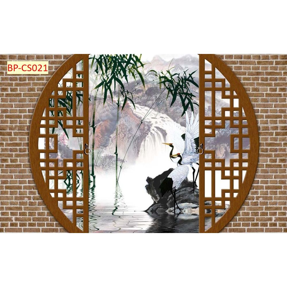 Tranh Lụa Kim Sa, Tranh 3D Dán Tường cao cấp cổng vòm cảnh đẹp thiên nhiên...