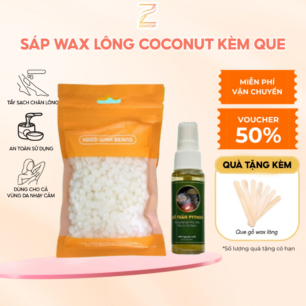 Sáp wax lông siêu bám lông Coconut 100G Sáp wax lông cao cấp + Mỡ trăn ...
