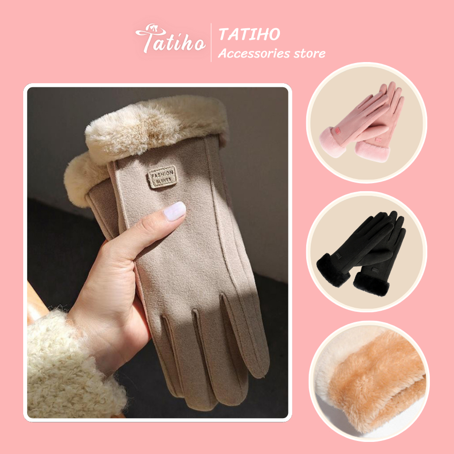Găng Tay Len Nữ đẹp chống thấm nước và gió cảm ứng điện thoại thời trang thu đông - GOLOVE JOY - TATIHO -GT038