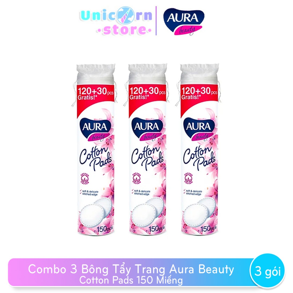 Bông Tẩy Trang Aura Beauty Cotton Pads 150 Miếng/Gói