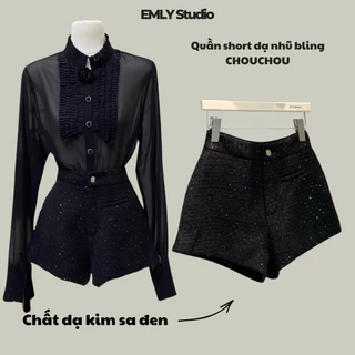 EMLYvn - Quần Short Dạ Nhũ Bling CHOUCHOU, Quần Dạ Nữ (TWEED) Quần Đùi Đính Kim Tuyến Cao Cấp